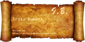 Iritz Babett névjegykártya